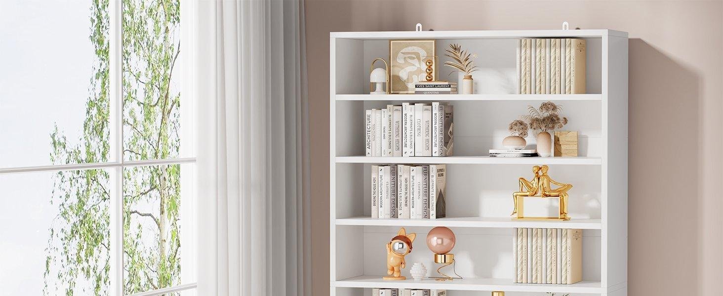 71" Bookcase, Modern 9-Tier Bookshelf Freestanding Display Shelf