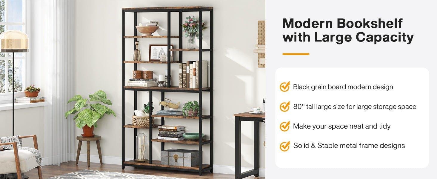 Westwood modern large sturdy bookcase with 10 open shelves .