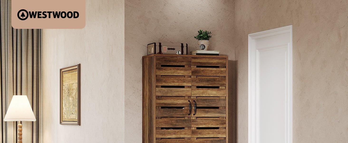 Westwood 70.8' Tall 9-Tier 27 Pairs Shoe Cabinet with Shutter Doors!