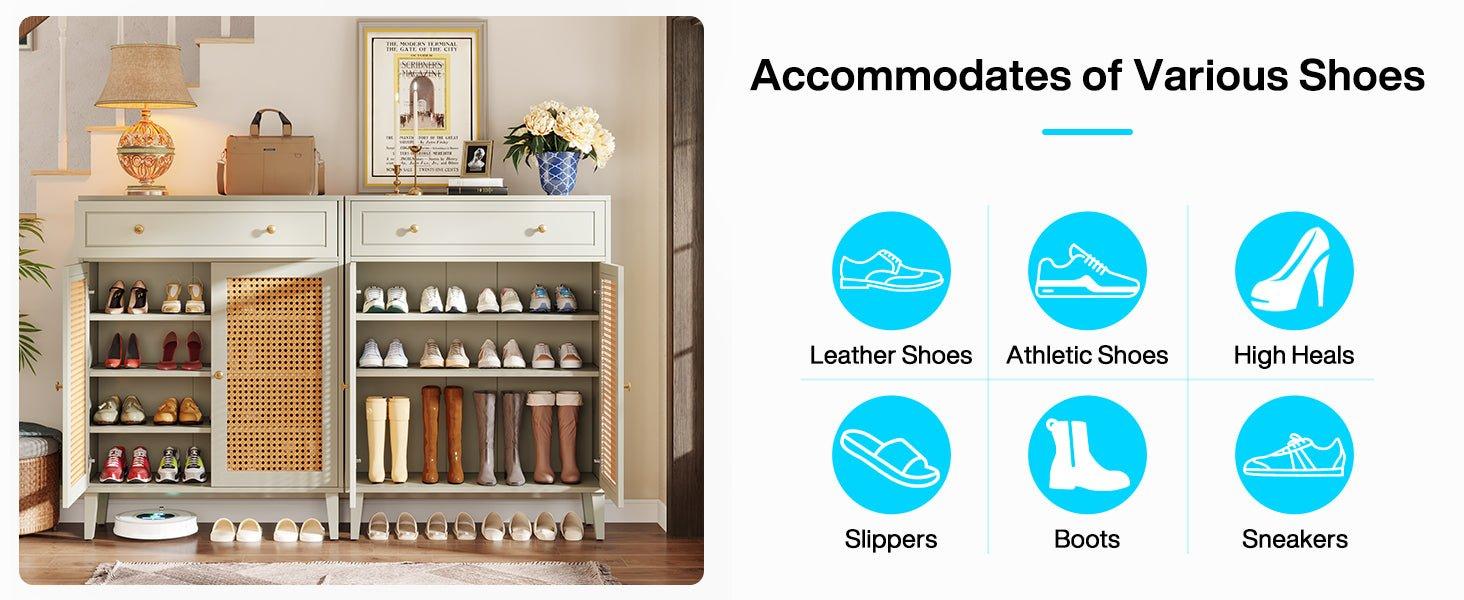 With adjustable shelves, allowing you to store various sizes of shoes.