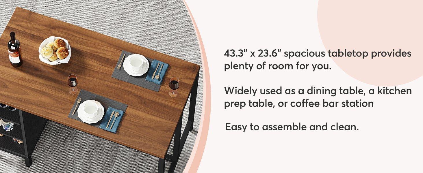 43" Kitchen Island Kitchen Counter Table with 5 Open Shelves