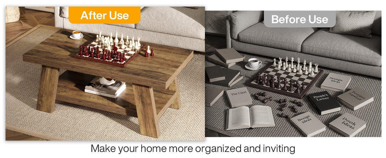 Wooden Living Room Coffee Table with Storage