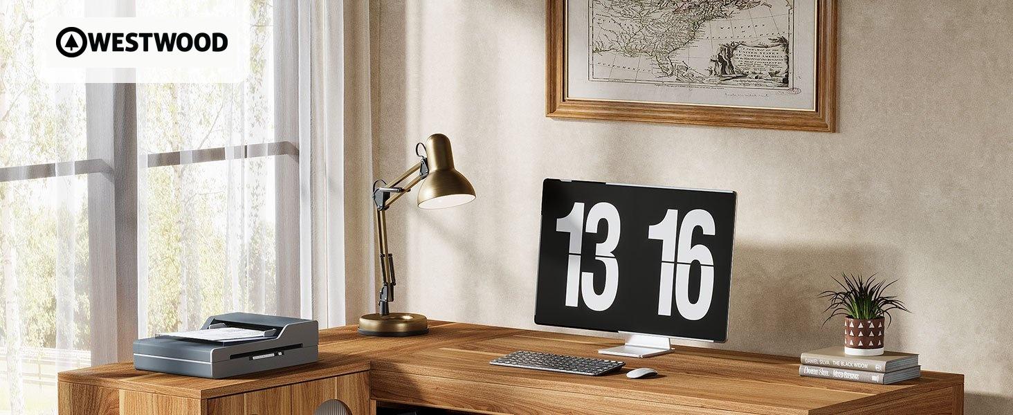 59" L-Shaped Executive Desk, Computer Desk Home Office Desk With Storage Cabinet