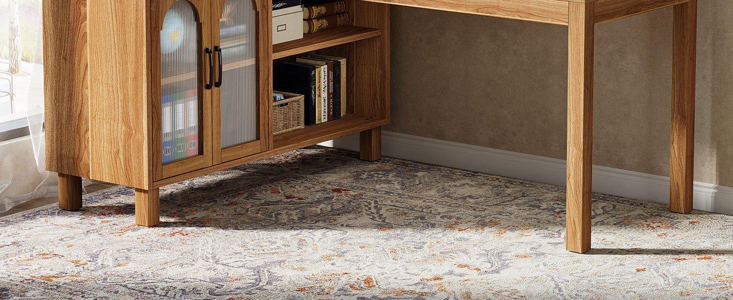 59" L-Shaped Executive Desk, Computer Desk Home Office Desk With Storage Cabinet