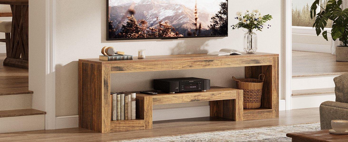 63" Center TV Stand, Vintage Entertainment Center Media Console Stand