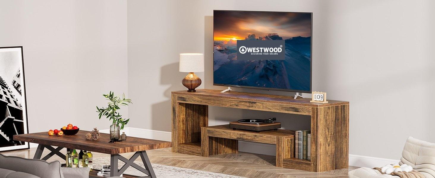 63" Center TV Stand, Vintage Entertainment Center Media Console Stand