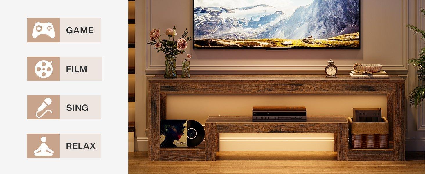 63" Center TV Stand, Vintage Entertainment Center Media Console Stand