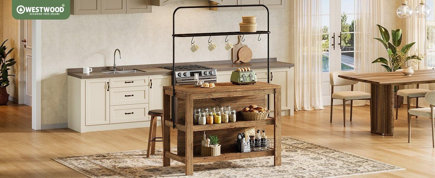 Westwood Farmhouse Kitchen Island with Storage