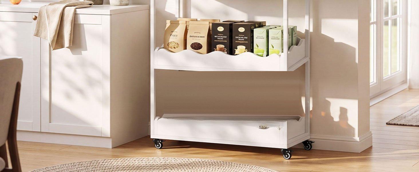 4-Tier Kitchen Cart, 55.12" Fruit and Vegetable Storage Rack with Wheels