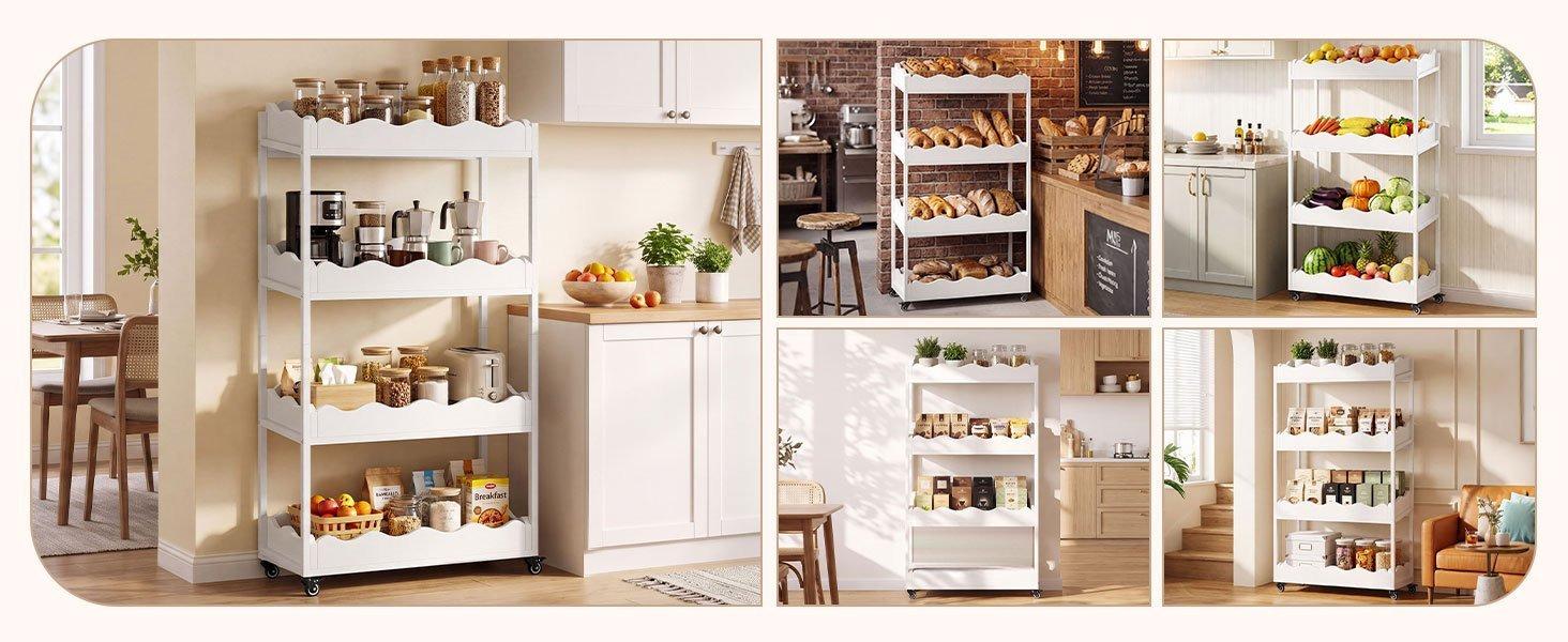 4-Tier Kitchen Cart, 55.12" Fruit and Vegetable Storage Rack with Wheels