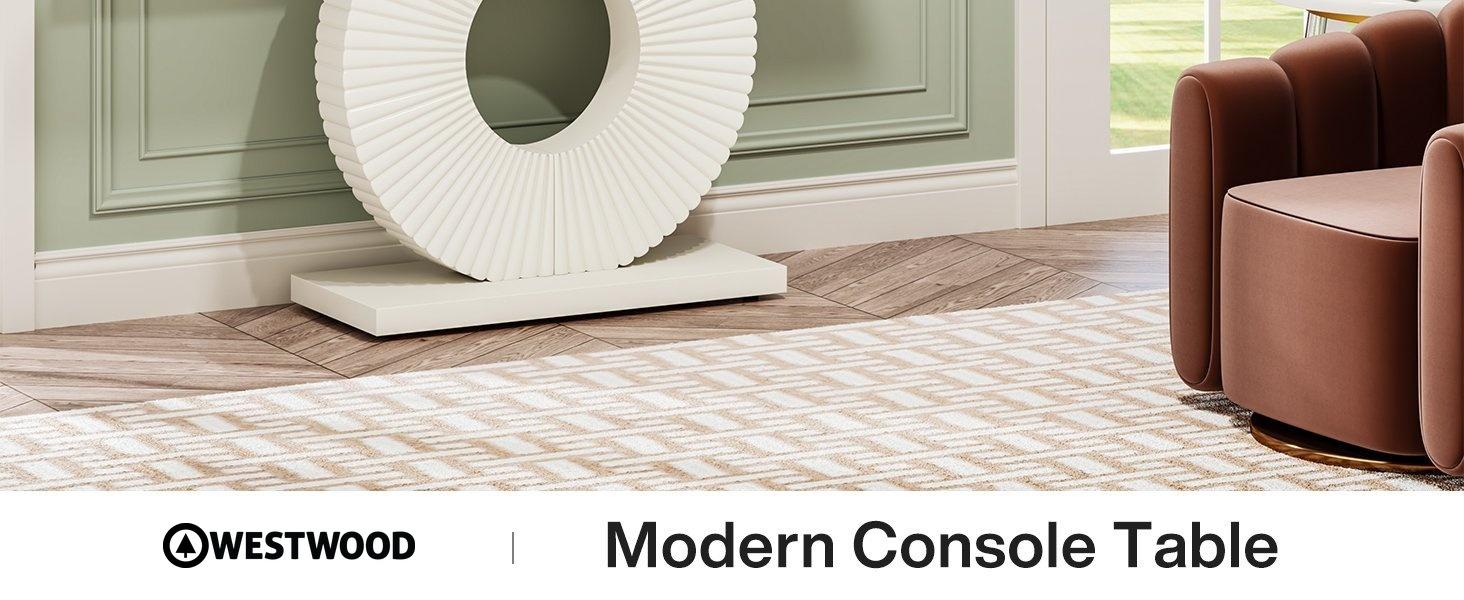 40" Console Table with Geometric Base, Modern Entryway Table Sofa Table