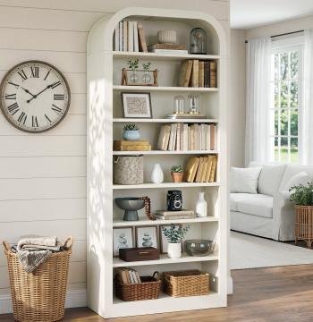 8-Tier Arched Bookshelf, 74” Tall Bookcase Open Display Shelf for Home Office