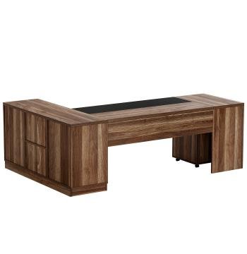 78.7" L-Shaped Executive Desk, Large Office Desk with Mobile Filing Cabinet
