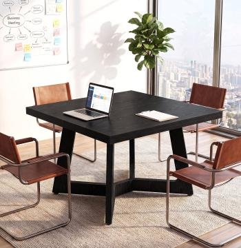 39.4" Square Conference Table, Small Meeting Table Modern Office Desk for Conference Room