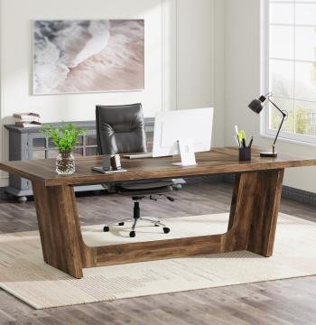 70.8-Inch Executive Desk, Wood Study Computer Desk Writing Table