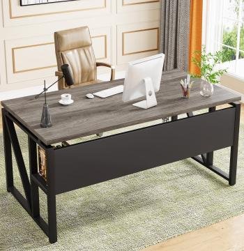 55" /63" Computer Desk Writing Table with Bottom Storage Shelf