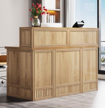 57" Reception Desk Front Desk with Counter & Metal Frame