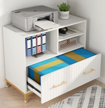 Lateral File Cabinet Printer Stand with Drawer & Open Storage Spaces