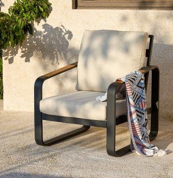 29.9" Wide Outdoor Patio Sofa, Modern Single Seat With Removable Cushions