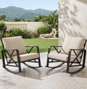 Outdoor Rocking Chair, Patio Seating Waterproof Rocker with Thick Cushion