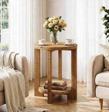 Westwood 2-Tier Round End Table, Wooden Accent Table