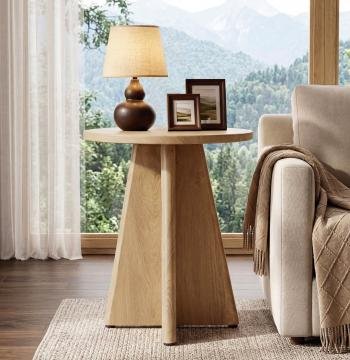 Westwood 19.7" Round End Table, Wooden Side Table for Living Room