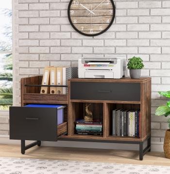 39 inch File Cabinet, Rustic Lateral Filing Cabinet with 2 Drawers