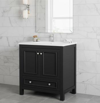 Modern Bathroom Vanity, Vanity Cabinet with Ceramic Basin and 1 Drawer