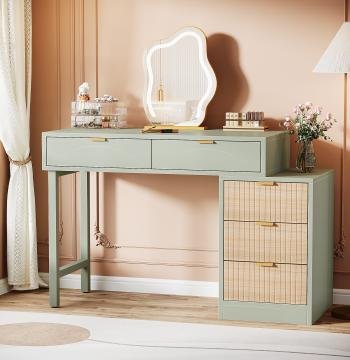 55" Makeup Vanity Table, Rustic Dressing Table Makeup Table