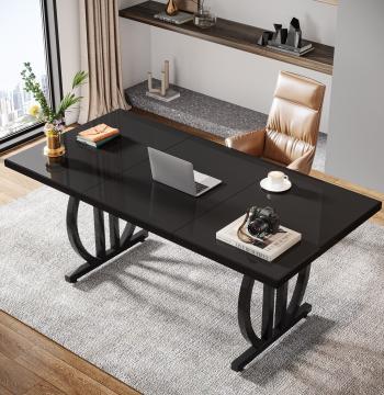 63" Executive Desk, Modern Computer Desk with Metal Geometric Base