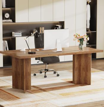 63" Executive Desk with Large Tabletop, Farmhouse Computer Desk for Home Office