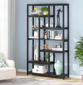 79" Tall Bookshelf, 7-Tier Bookcase 10 Open Display Shelves