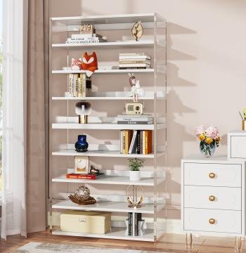8-Tier Bookshelf, Acrylic Bookcase Storage Display Shelf