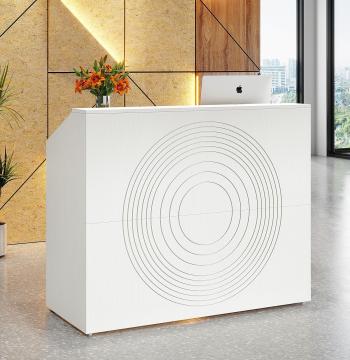 46.5" Reception Desk, Modern Front Desk Counter Table with Open Shelves