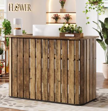 63" Reception Desk, U-Shaped Front Desk with Counter