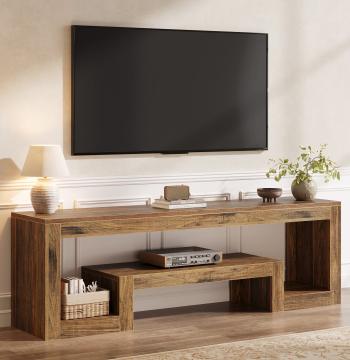 63" Center TV Stand, Vintage Entertainment Center Media Console Stand