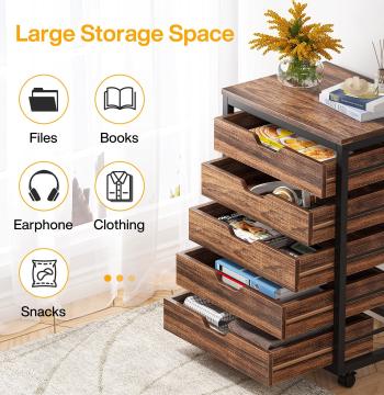 5-Drawer File Cabinet, Mobile Drawer Chest Storage Dresser Cabinet