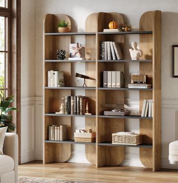 70.8" Bookshelf, 5-Tier Bookcase with Open Display Shelves