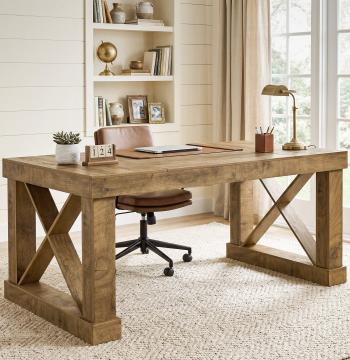 63" Executive Office Desk, Farmhouse Computer Desk with Heavy-Duty Frame for Home Office