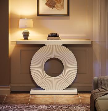 40" Console Table with Geometric Base, Modern Entryway Table Sofa Table