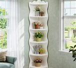 5-Tier Corner Shelf, 70.8" Corner Bookshelf Wavy Shaped Display Rack