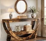 63" Console Table, 2-Tier Entryway Table with Storage Shelves & Arched Frame