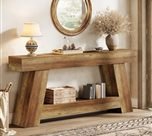 70.87" Console Table, Farmhouse 2-Tier Sofa Table with Open Storage Shelf