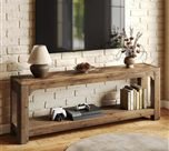 Solid Wood TV Stand for TVs Up to 65 Inches, Farmhouse Entertainment Center with Open Storage Shelves