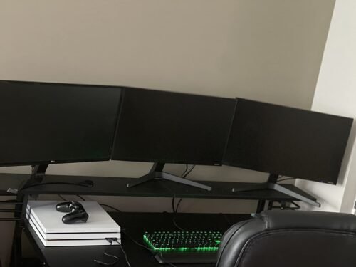 Gaming Desk, Computer Desk with Monitor Stand and Shelf photo review