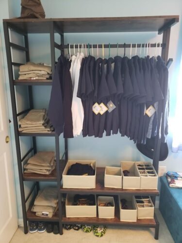 Freestanding Closet Organizer, Garment Rack with 4-Tier Shelves photo review