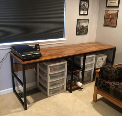 78.7" Two Person Desk, Double Computer Desk with Bookshelf photo review