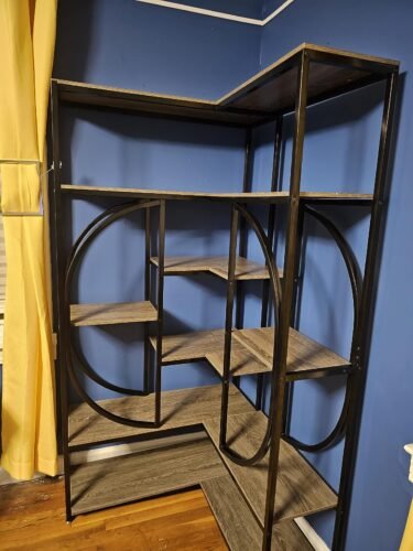 Corner Bookshelf, 7-Shelf L-Shaped Bookcase Display Rack photo review