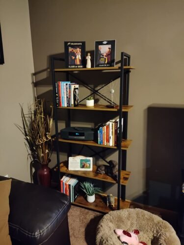 5-Tier Bookshelf, Industrial Etagere Bookcase Display Shelf Unit photo review