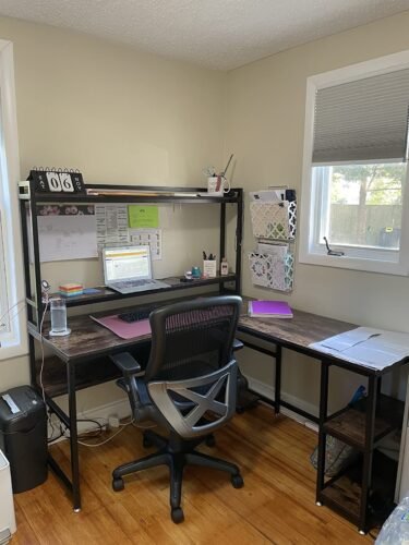 59" L-Shaped Desk, Corner Computer Desk with Hutch and Shelves photo review